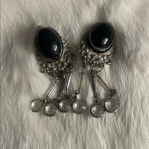 Elegant Black and Silver Dangle Earrings